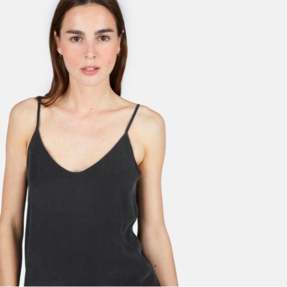 New Everlane Double-Lined Silk Cami Black 00 XS